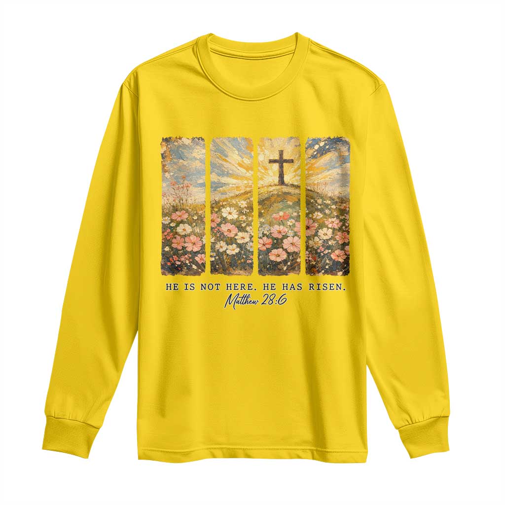 He Is Not Here He Is Risen Long Sleeve Shirt Christian Easter Bible Verse