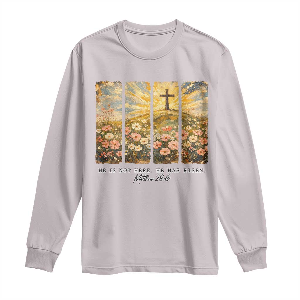 He Is Not Here He Is Risen Long Sleeve Shirt Christian Easter Bible Verse