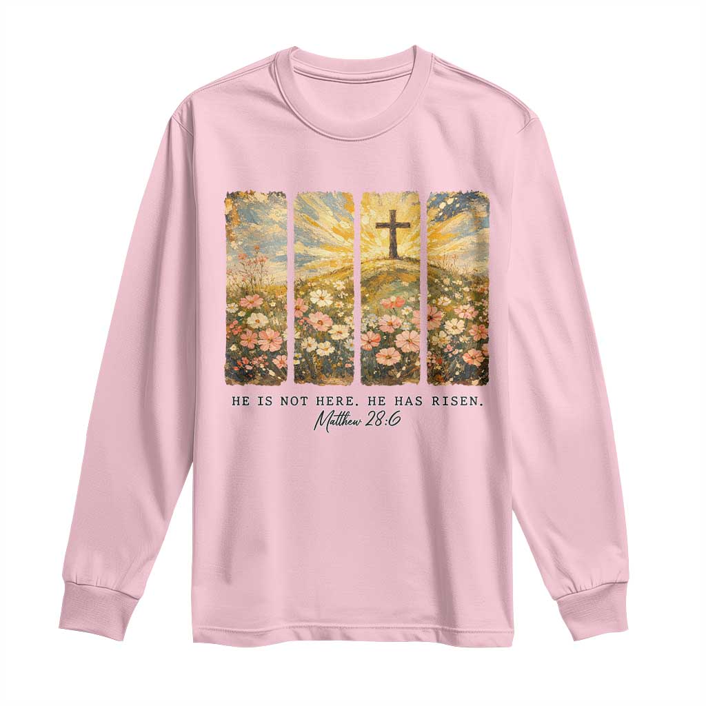 He Is Not Here He Is Risen Long Sleeve Shirt Christian Easter Bible Verse