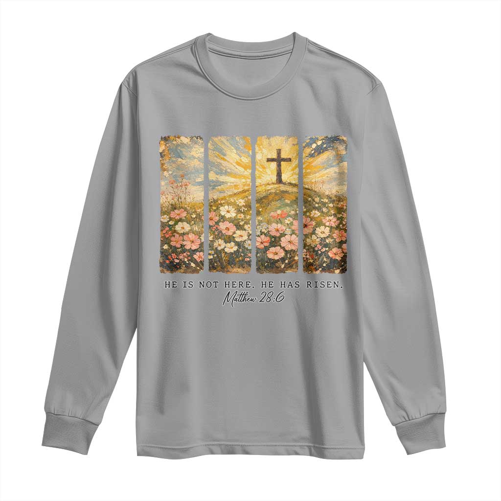 He Is Not Here He Is Risen Long Sleeve Shirt Christian Easter Bible Verse