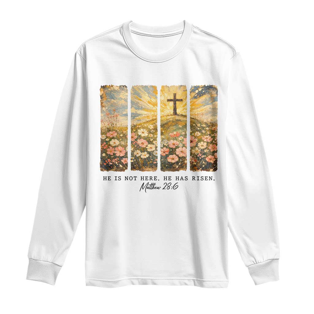 He Is Not Here He Is Risen Long Sleeve Shirt Christian Easter Bible Verse