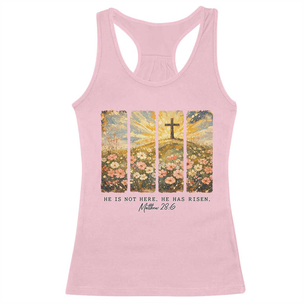 He Is Not Here He Is Risen Racerback Tank Top Christian Easter Bible Verse