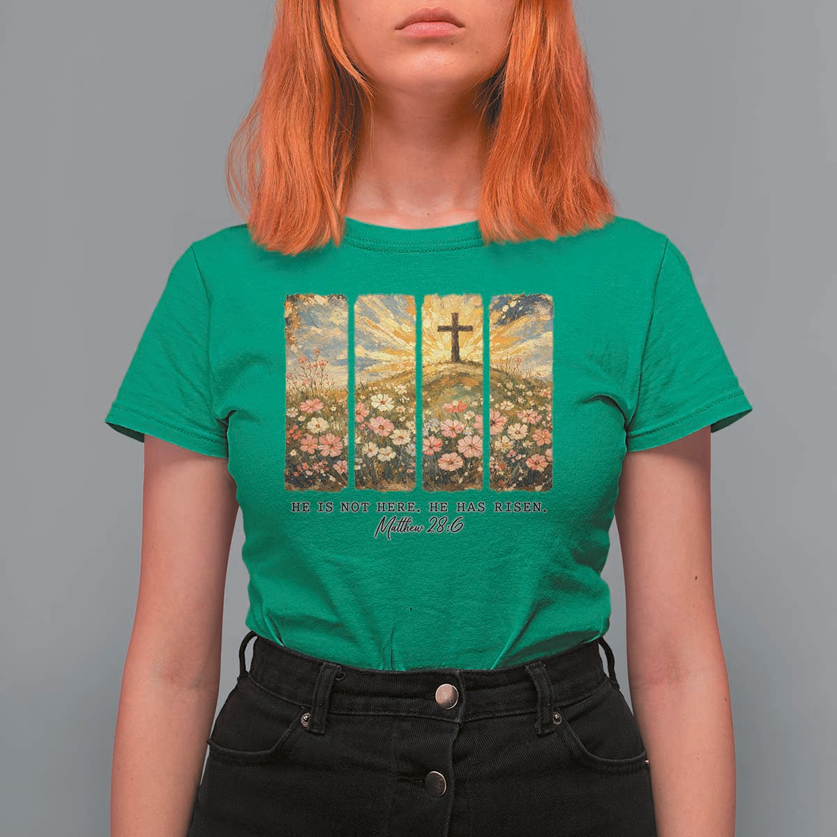 He Is Not Here He Is Risen T Shirt For Women Christian Easter Bible Verse
