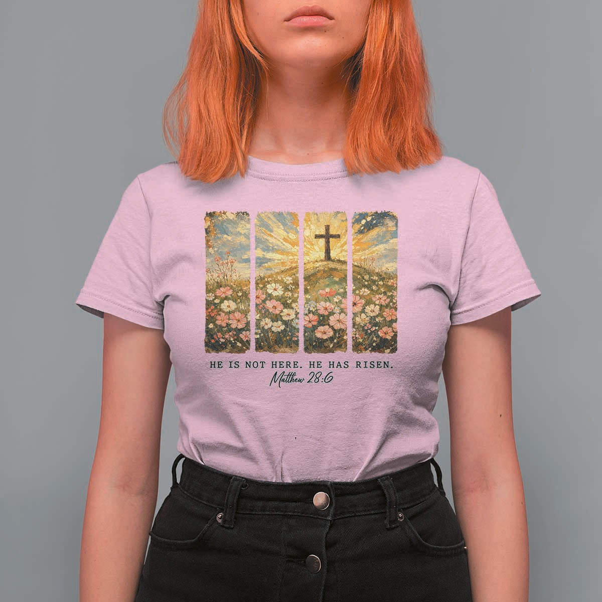 He Is Not Here He Is Risen T Shirt For Women Christian Easter Bible Verse