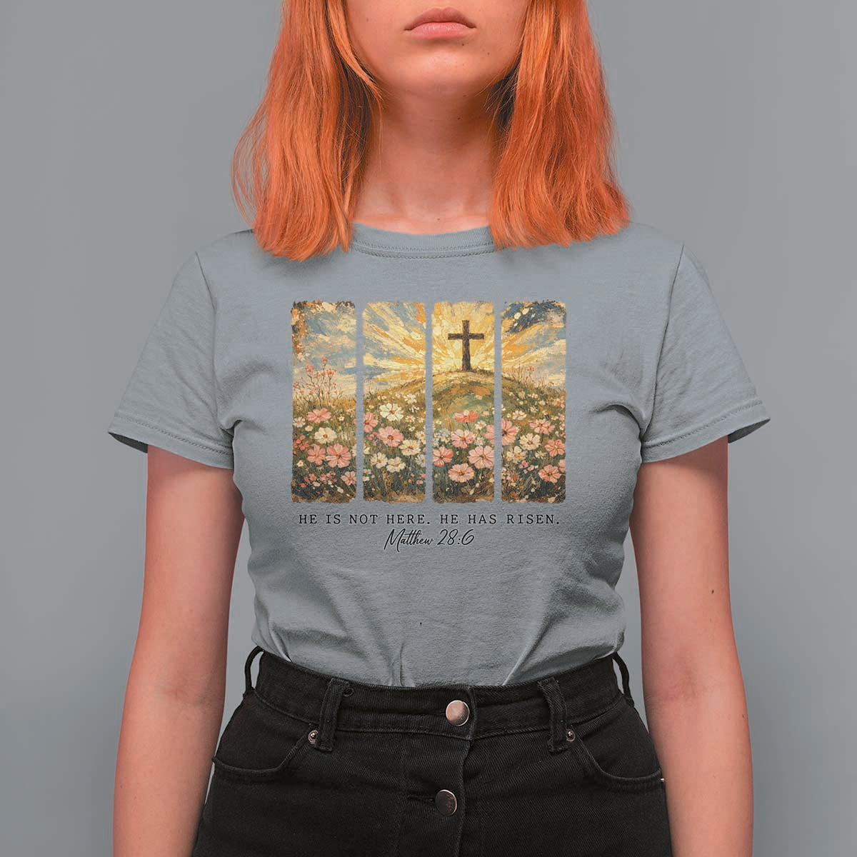 He Is Not Here He Is Risen T Shirt For Women Christian Easter Bible Verse