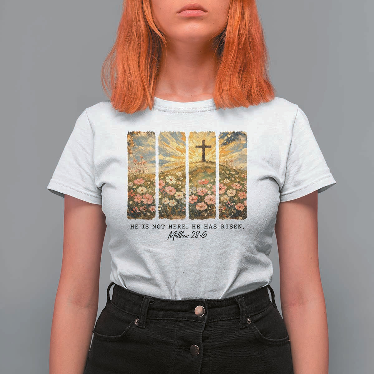 He Is Not Here He Is Risen T Shirt For Women Christian Easter Bible Verse