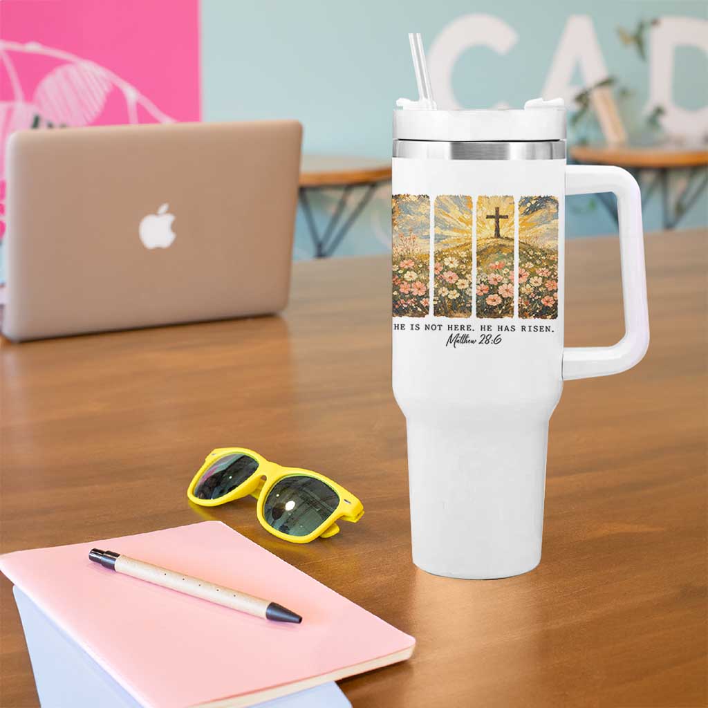 He Is Not Here He Is Risen Tumbler With Handle Christian Easter Bible Verse