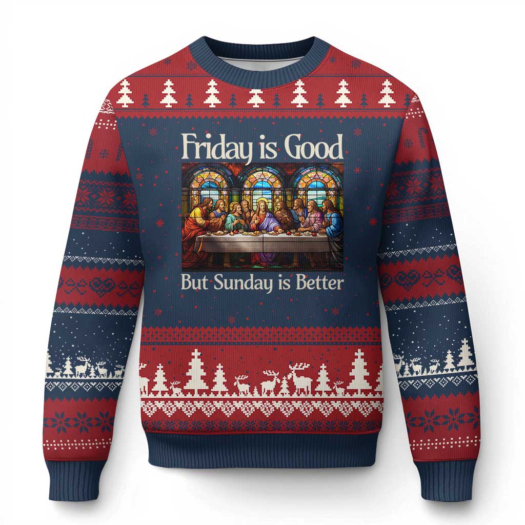 Christian Easter Ugly Christmas Sweater Friday is Good Sunday is Better