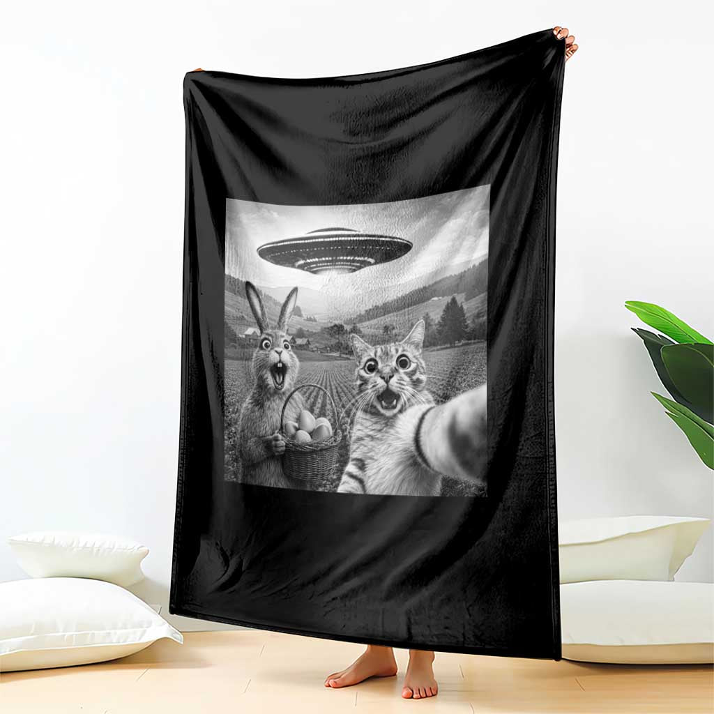 Funny Easter Throw Blanket Christian Cat Selfie Bunny Meme