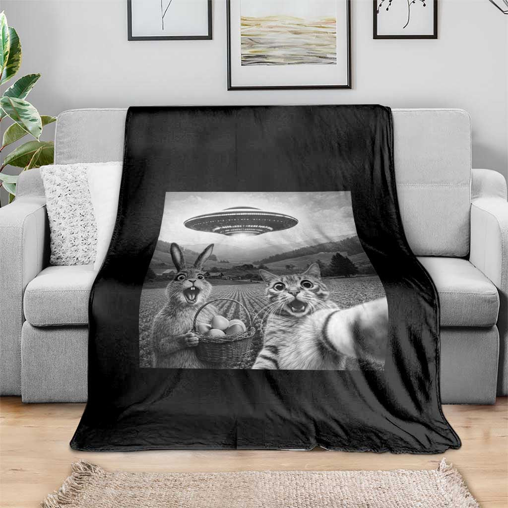 Funny Easter Throw Blanket Christian Cat Selfie Bunny Meme
