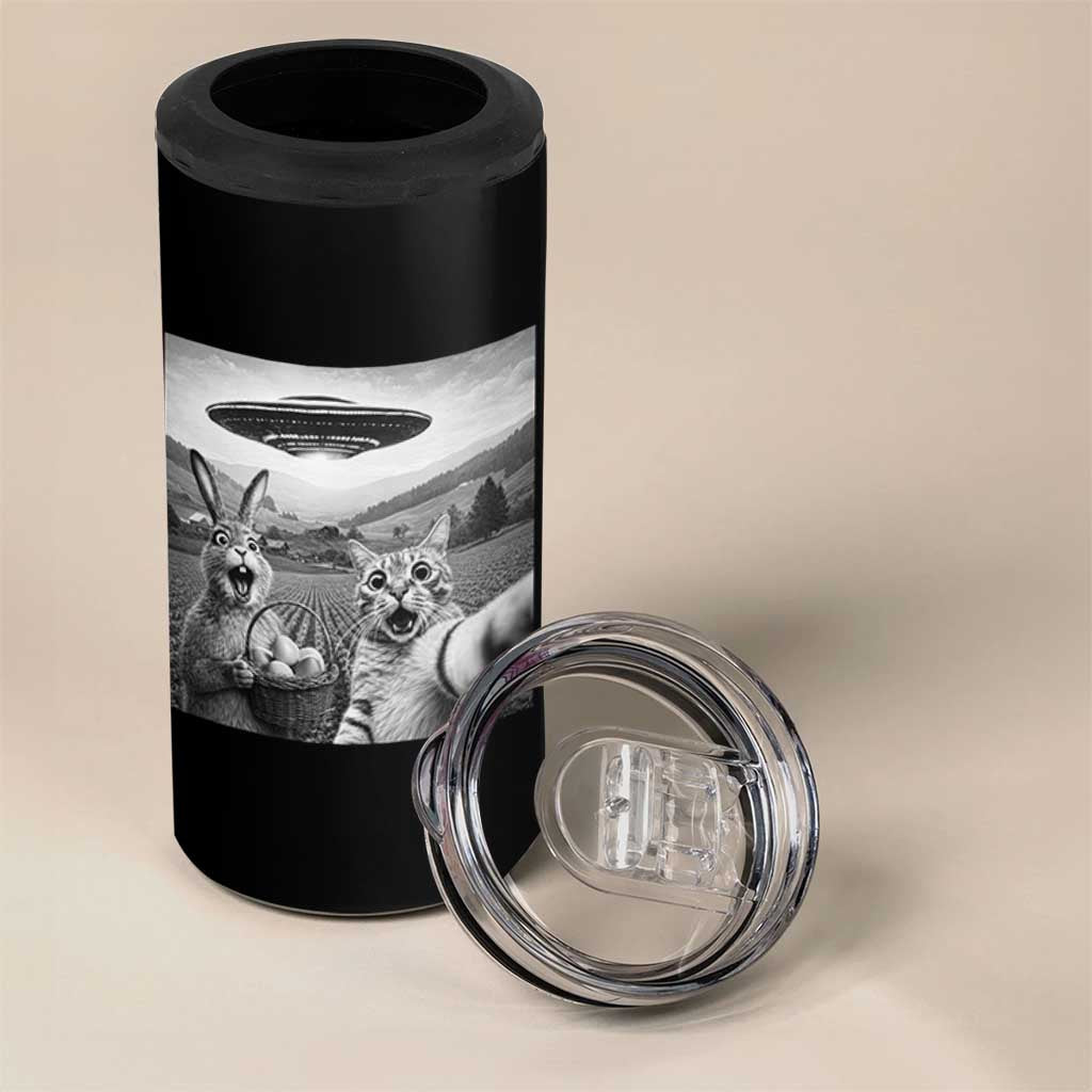 Funny Easter 4 in 1 Can Cooler Tumbler Christian Cat Selfie Bunny Meme