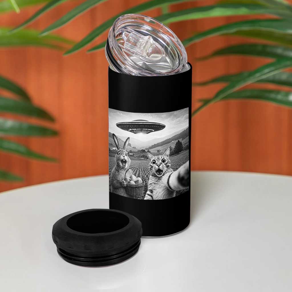 Funny Easter 4 in 1 Can Cooler Tumbler Christian Cat Selfie Bunny Meme