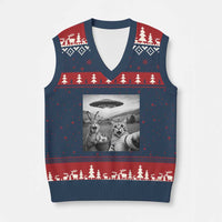 Funny Easter V-Neck Knit Sweater Vest Christian Cat Selfie Bunny Meme