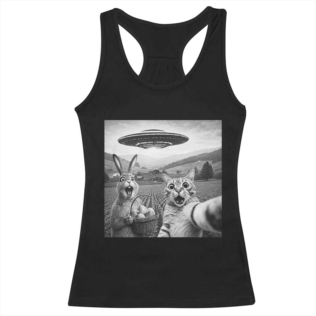 Funny Easter Racerback Tank Top Christian Cat Selfie Bunny Meme