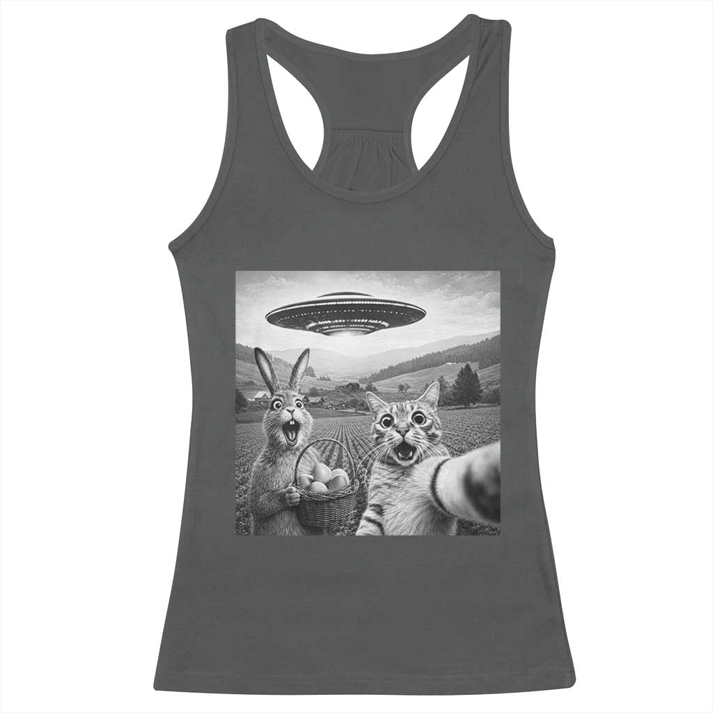 Funny Easter Racerback Tank Top Christian Cat Selfie Bunny Meme