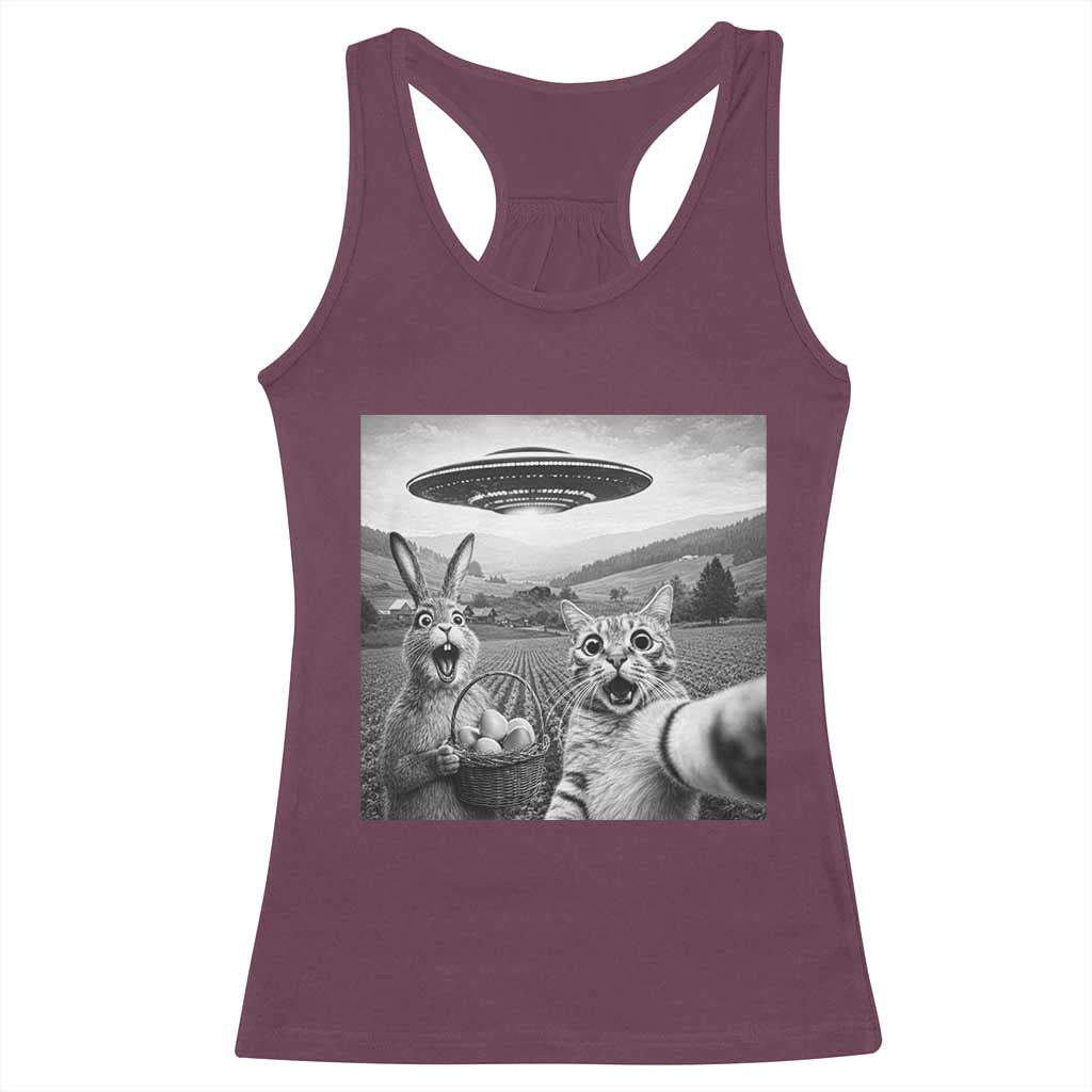 Funny Easter Racerback Tank Top Christian Cat Selfie Bunny Meme