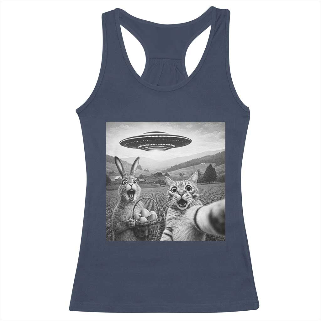 Funny Easter Racerback Tank Top Christian Cat Selfie Bunny Meme
