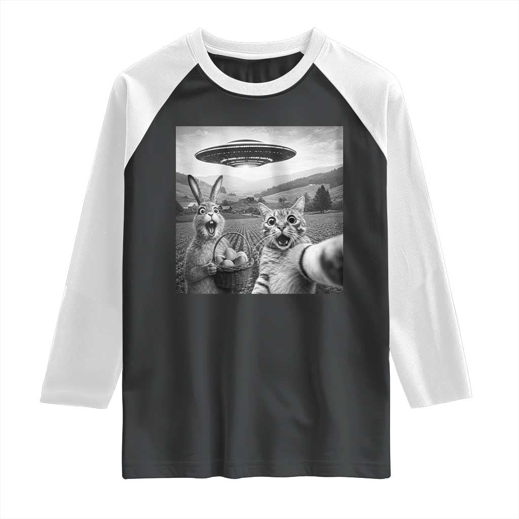 Funny Easter Raglan Shirt Christian Cat Selfie Bunny Meme