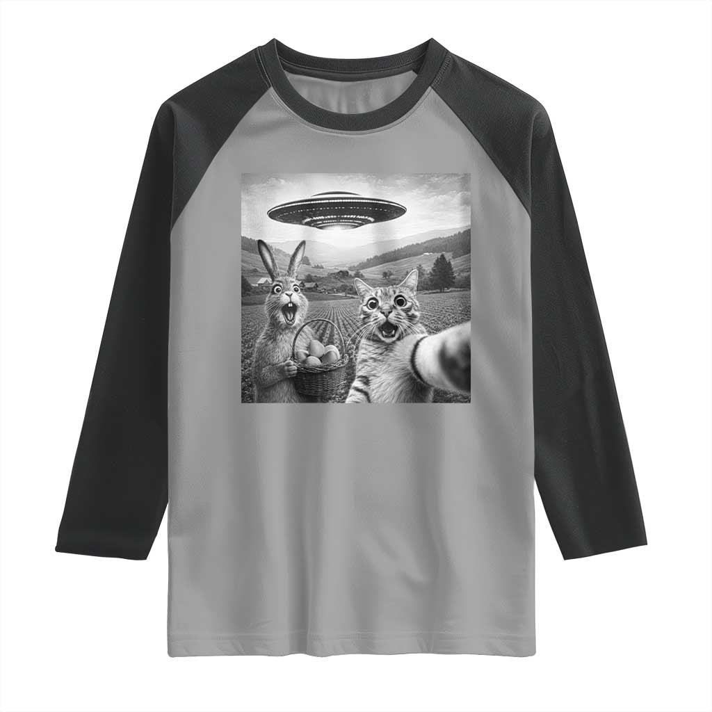 Funny Easter Raglan Shirt Christian Cat Selfie Bunny Meme
