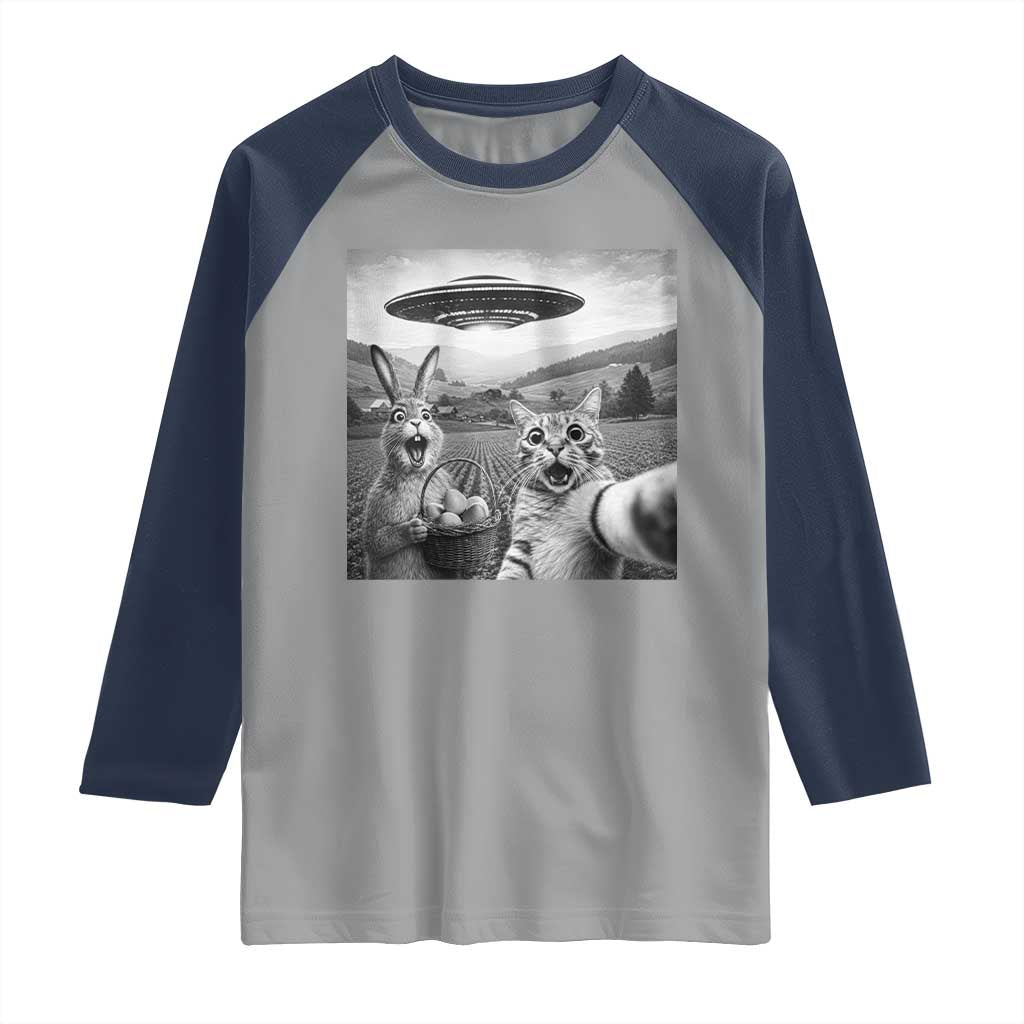 Funny Easter Raglan Shirt Christian Cat Selfie Bunny Meme