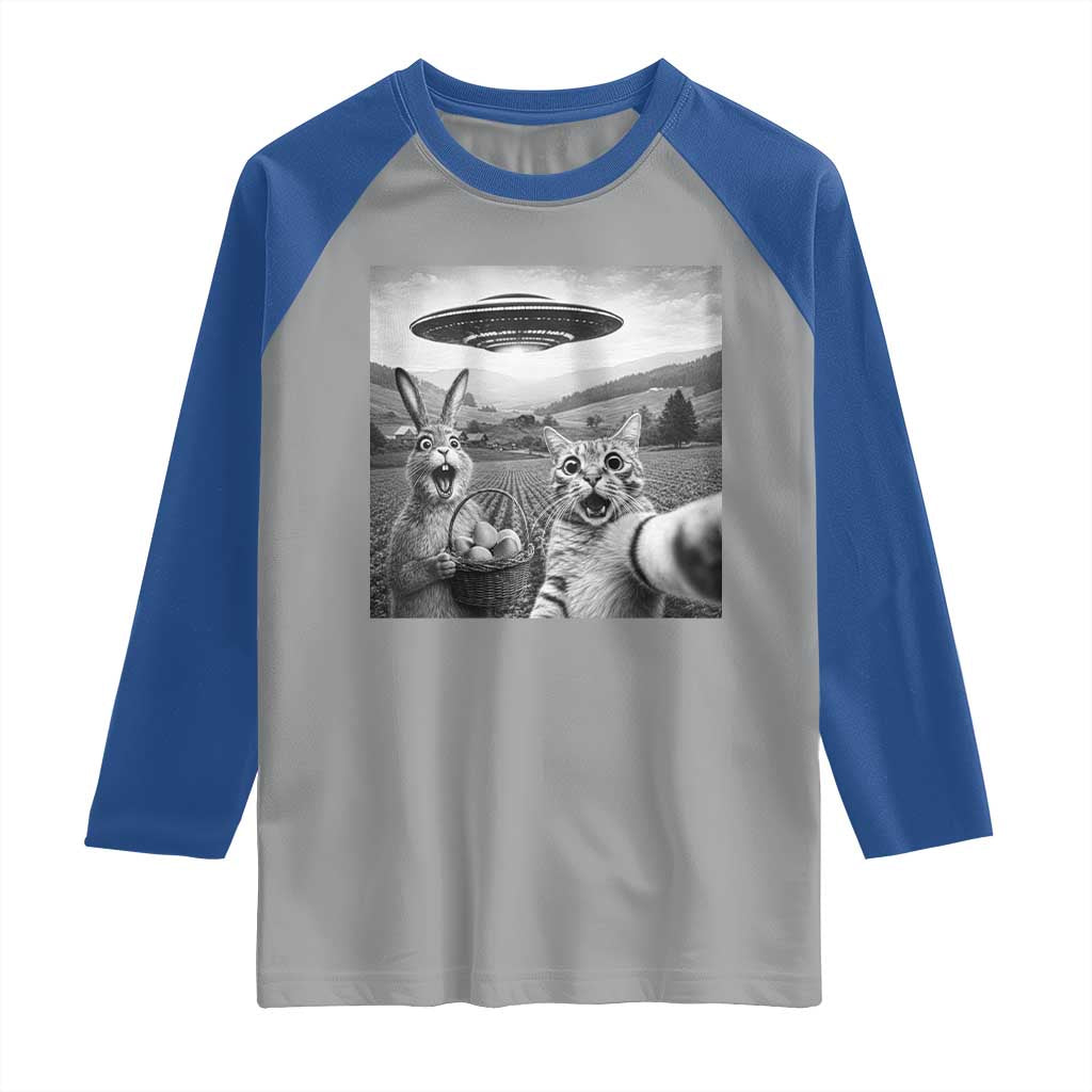 Funny Easter Raglan Shirt Christian Cat Selfie Bunny Meme