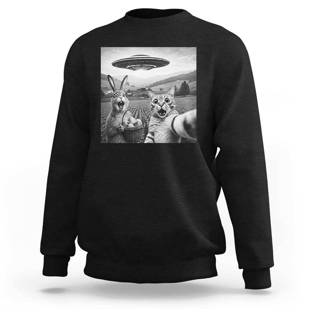 Funny Easter Sweatshirt Christian Cat Selfie Bunny Meme