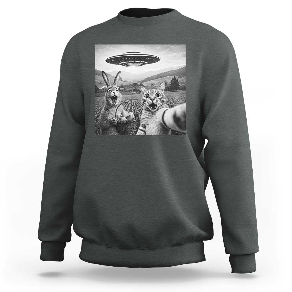 Funny Easter Sweatshirt Christian Cat Selfie Bunny Meme