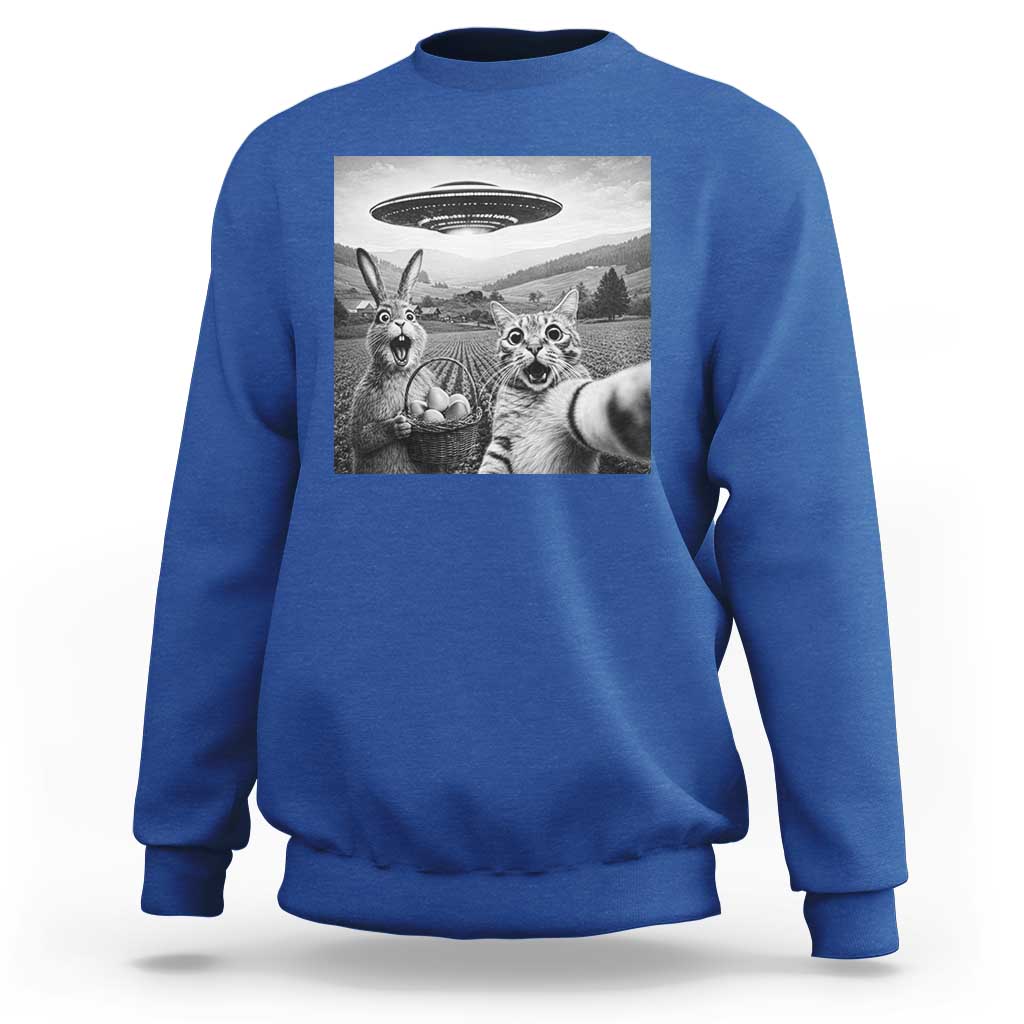 Funny Easter Sweatshirt Christian Cat Selfie Bunny Meme