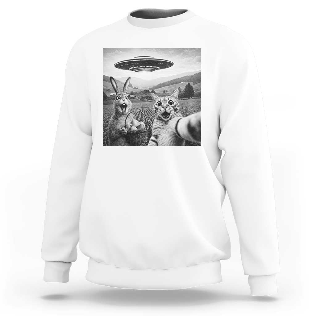 Funny Easter Sweatshirt Christian Cat Selfie Bunny Meme