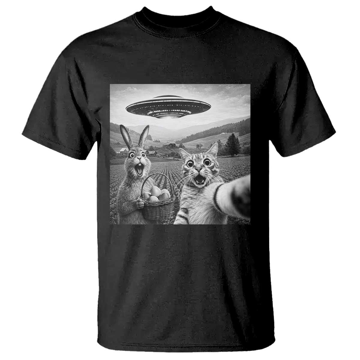 Funny Easter T Shirt Christian Cat Selfie Bunny Meme