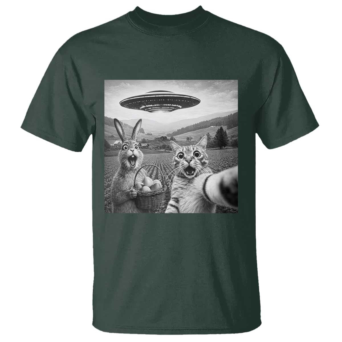 Funny Easter T Shirt Christian Cat Selfie Bunny Meme