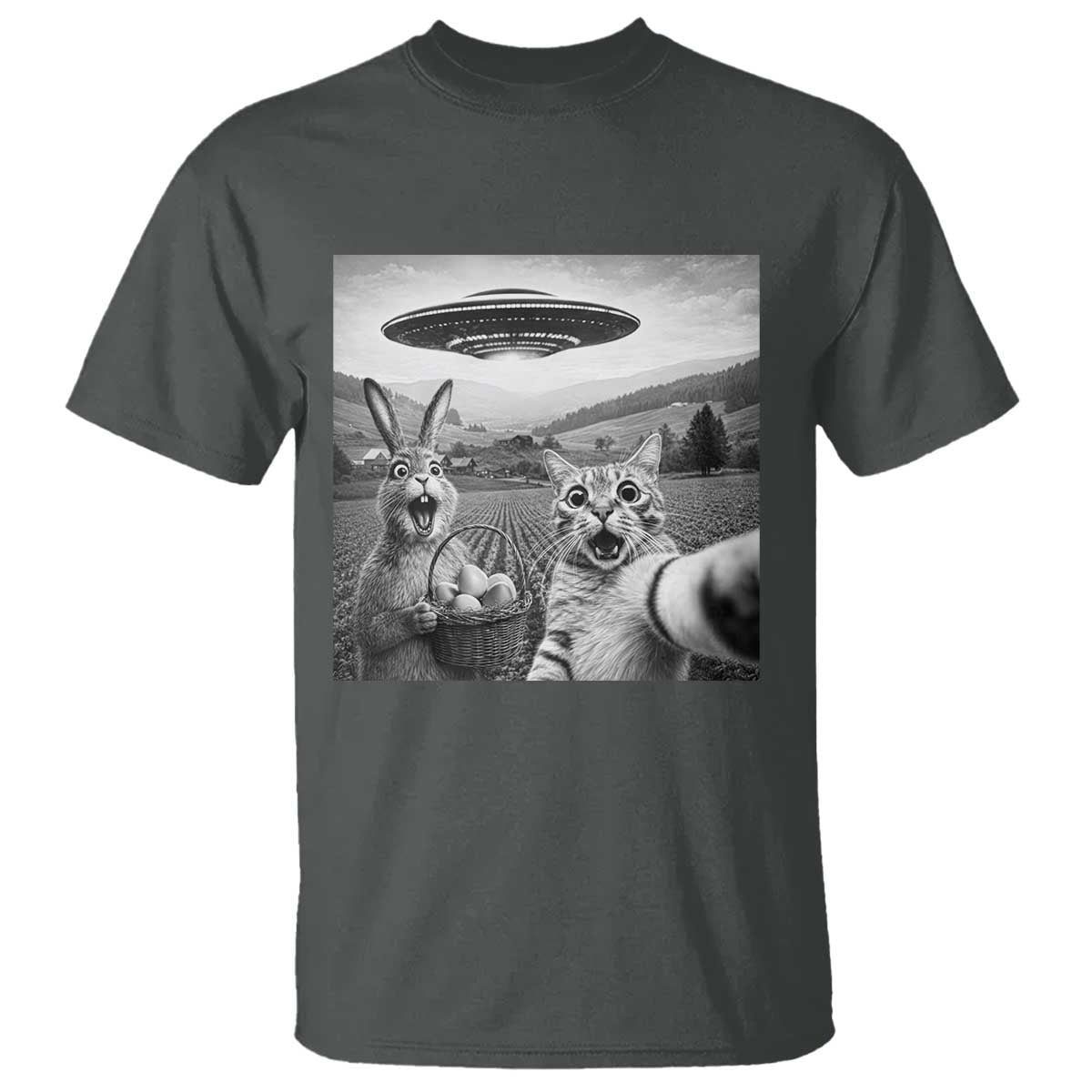 Funny Easter T Shirt Christian Cat Selfie Bunny Meme