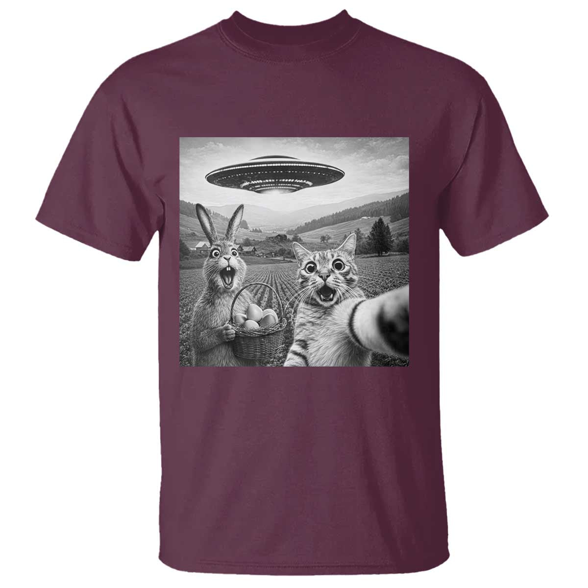 Funny Easter T Shirt Christian Cat Selfie Bunny Meme