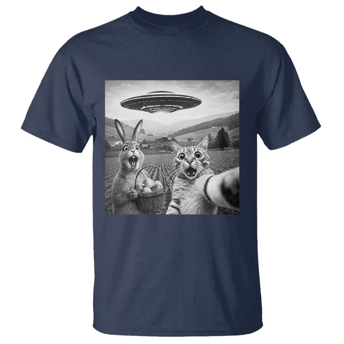 Funny Easter T Shirt Christian Cat Selfie Bunny Meme