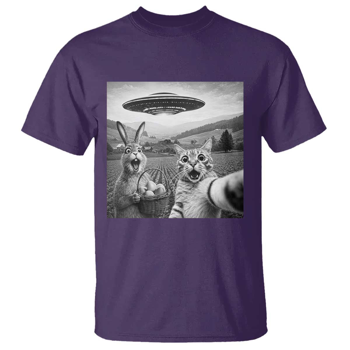 Funny Easter T Shirt Christian Cat Selfie Bunny Meme