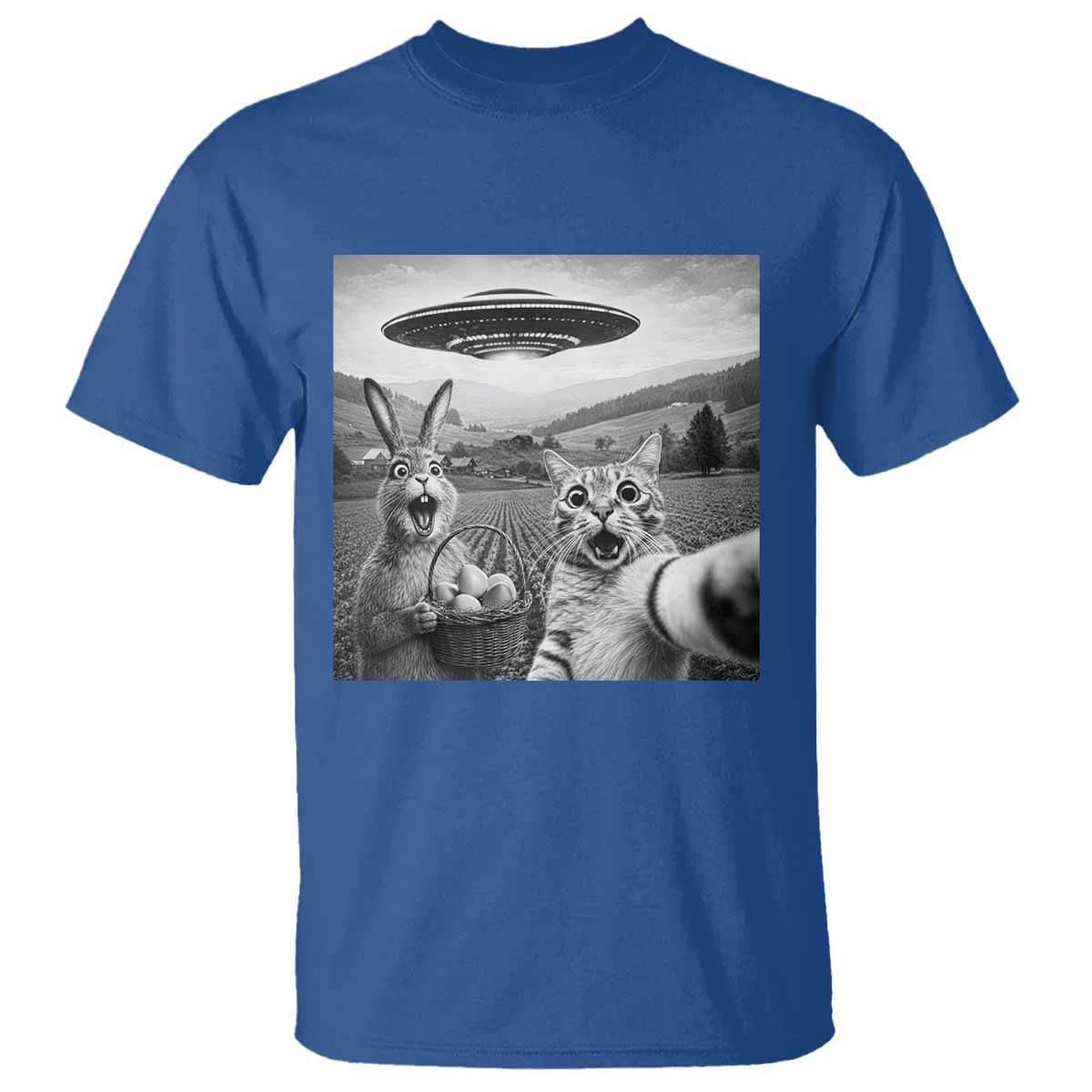 Funny Easter T Shirt Christian Cat Selfie Bunny Meme