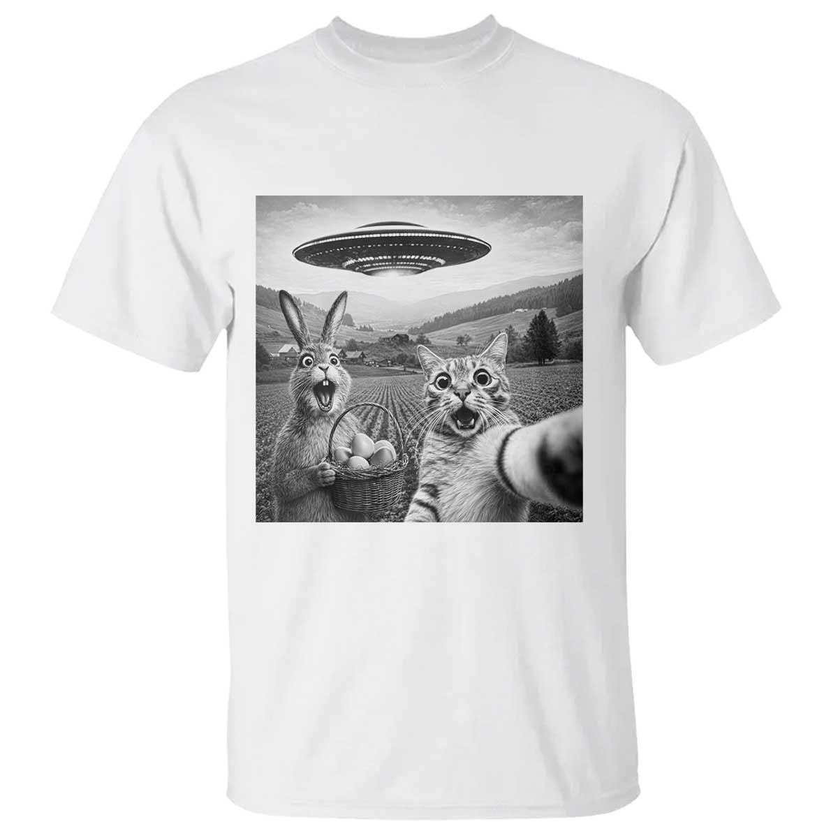 Funny Easter T Shirt Christian Cat Selfie Bunny Meme
