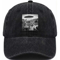Funny Easter Washed Cotton Baseball Cap Christian Cat Selfie Bunny Meme