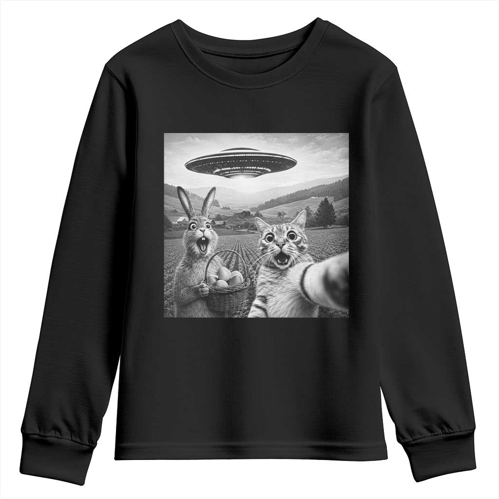 Funny Easter Youth Sweatshirt Christian Cat Selfie Bunny Meme