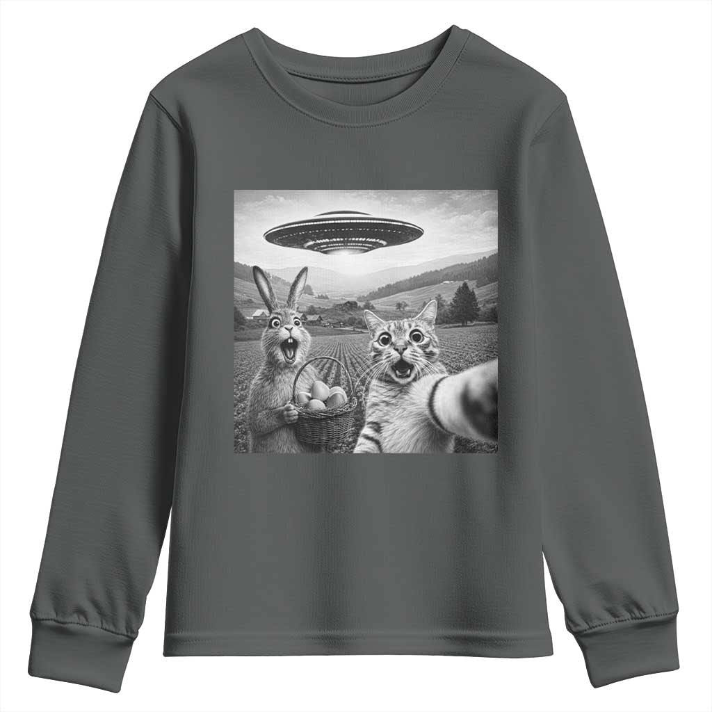 Funny Easter Youth Sweatshirt Christian Cat Selfie Bunny Meme