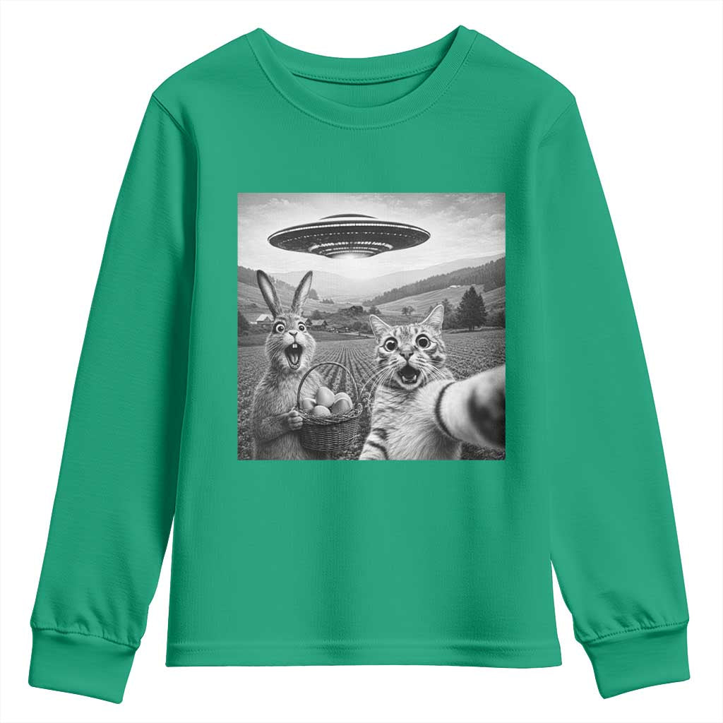 Funny Easter Youth Sweatshirt Christian Cat Selfie Bunny Meme