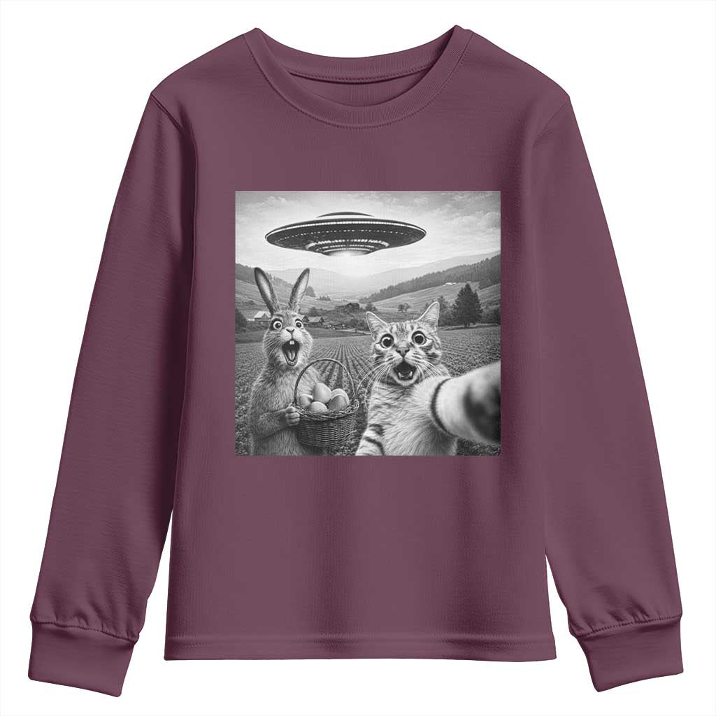 Funny Easter Youth Sweatshirt Christian Cat Selfie Bunny Meme