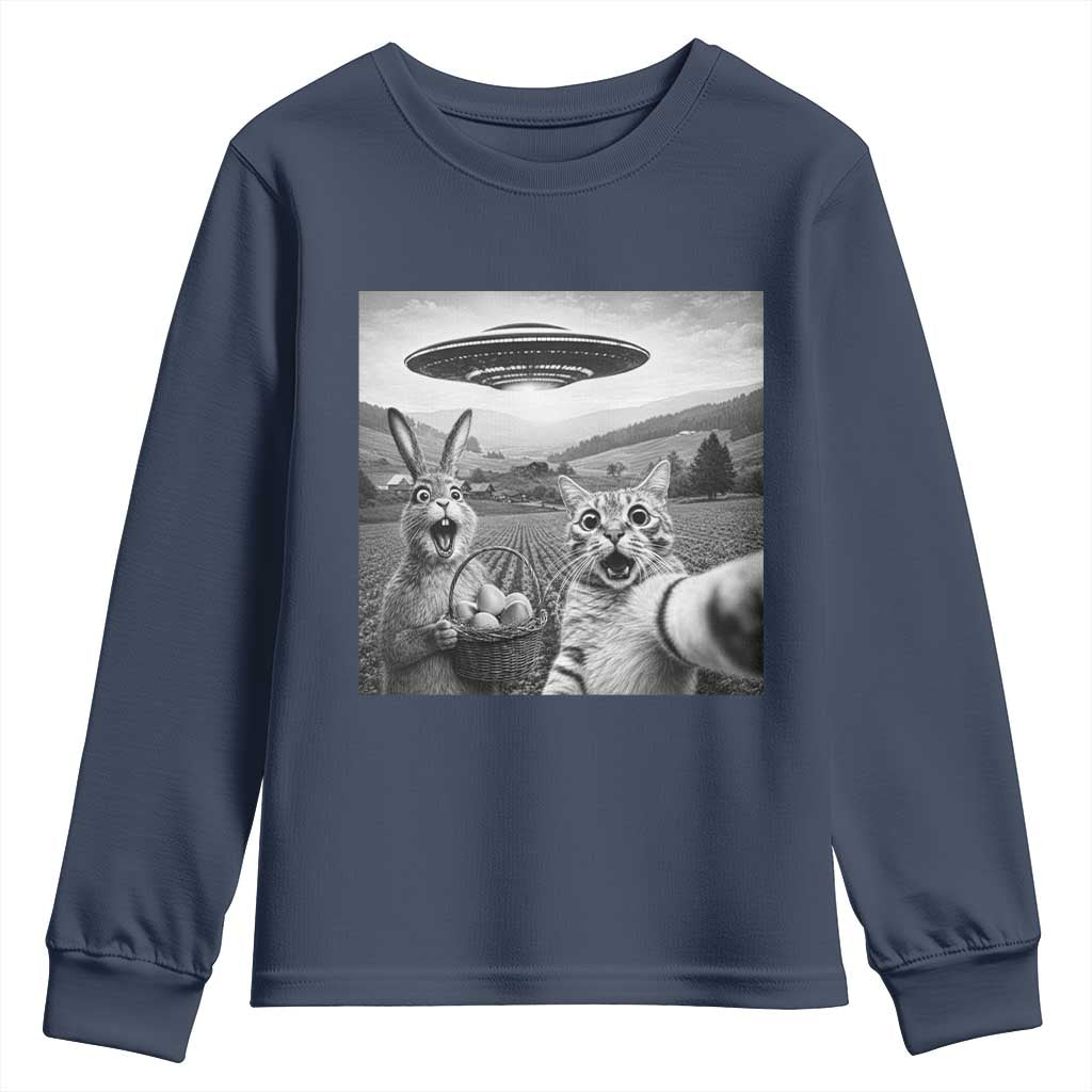 Funny Easter Youth Sweatshirt Christian Cat Selfie Bunny Meme