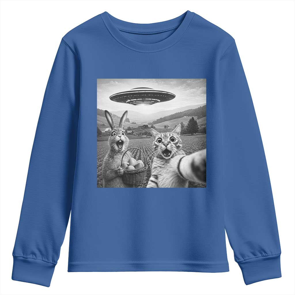 Funny Easter Youth Sweatshirt Christian Cat Selfie Bunny Meme