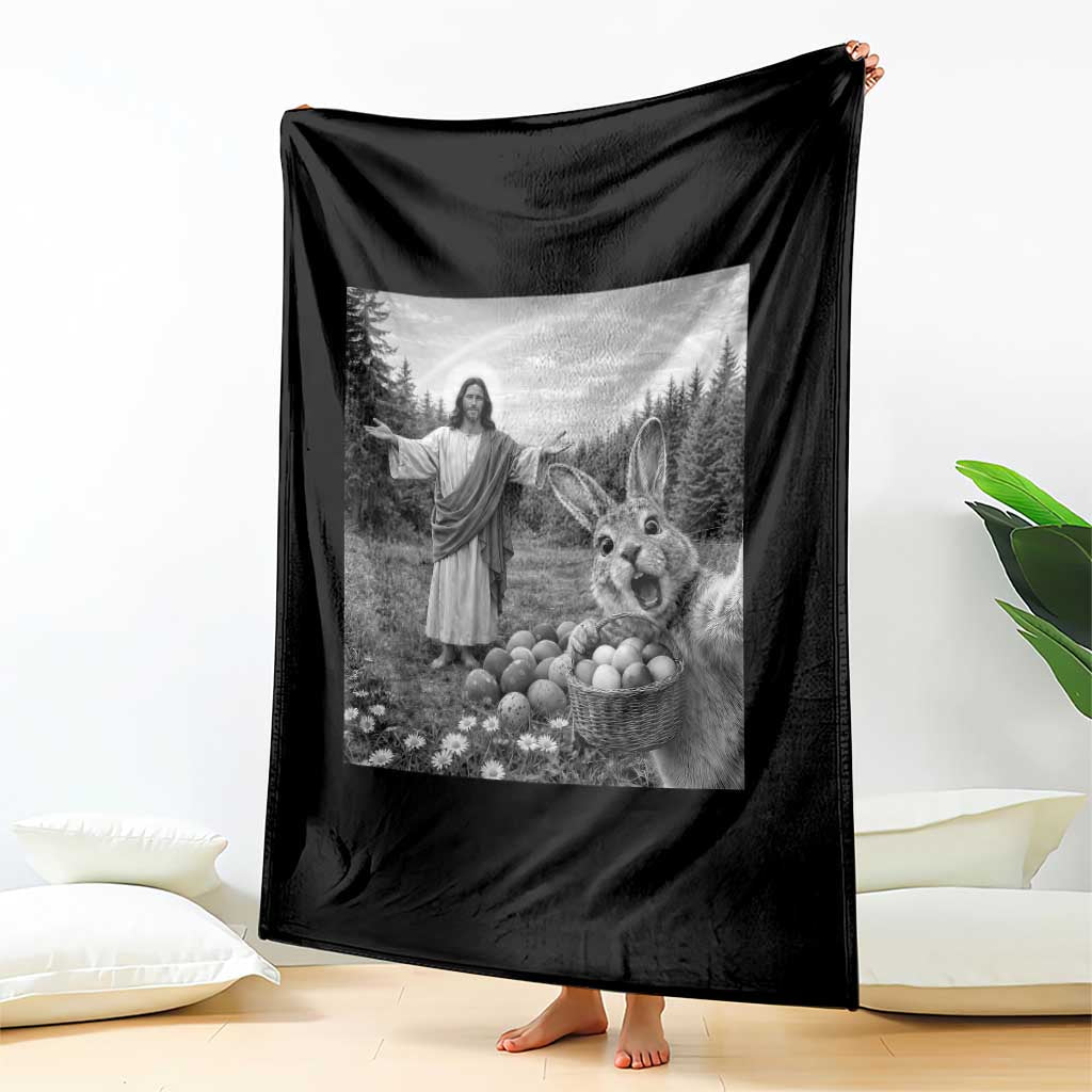 Funny Easter Jesus Throw Blanket Christian Jesus Bunny Selfie Religious