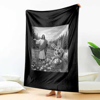 Funny Easter Jesus Throw Blanket Christian Jesus Bunny Selfie Religious