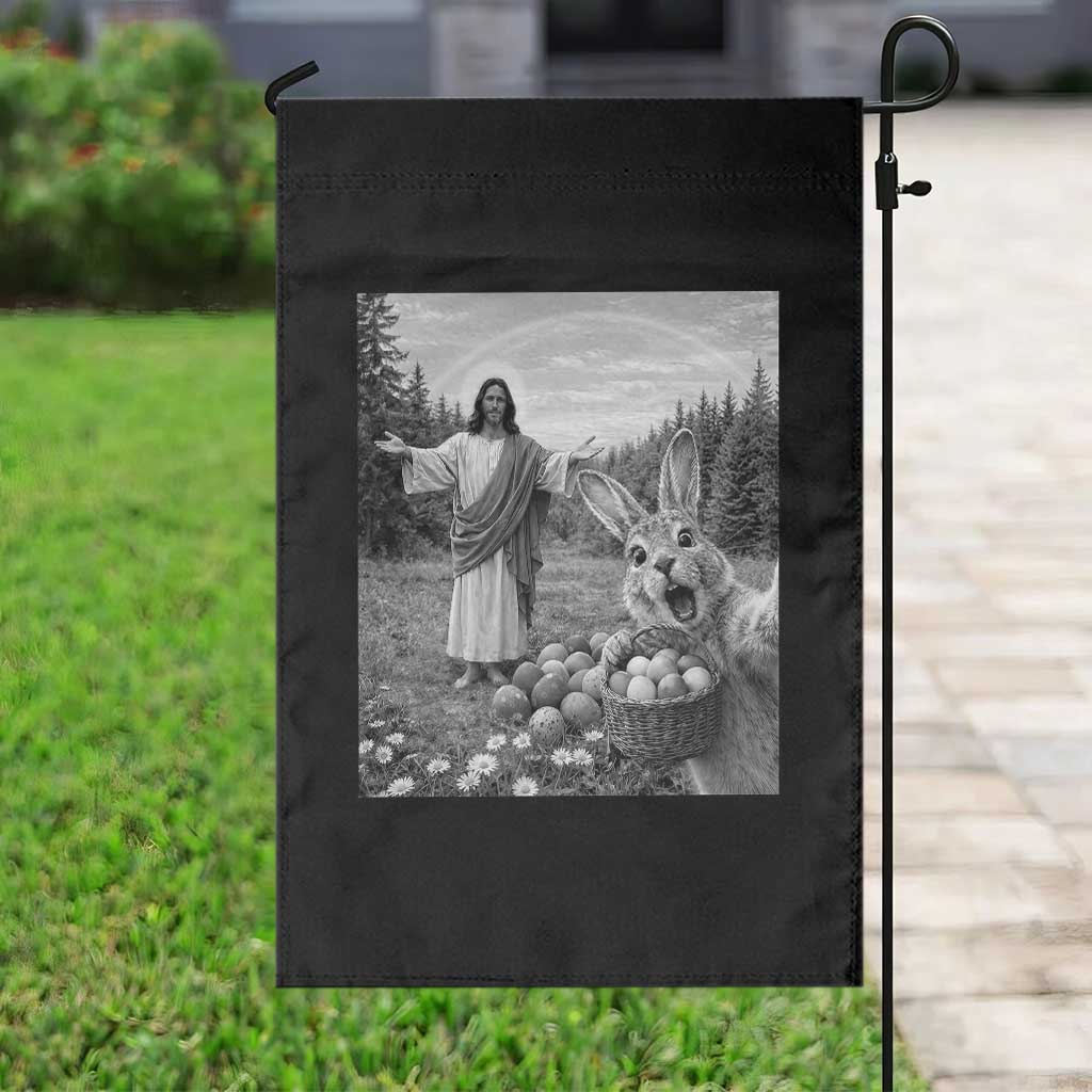 Funny Easter Jesus Garden Flag Christian Jesus Bunny Selfie Religious