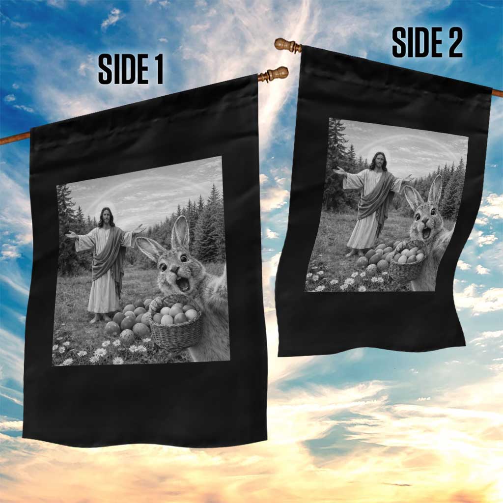 Funny Easter Jesus Garden Flag Christian Jesus Bunny Selfie Religious