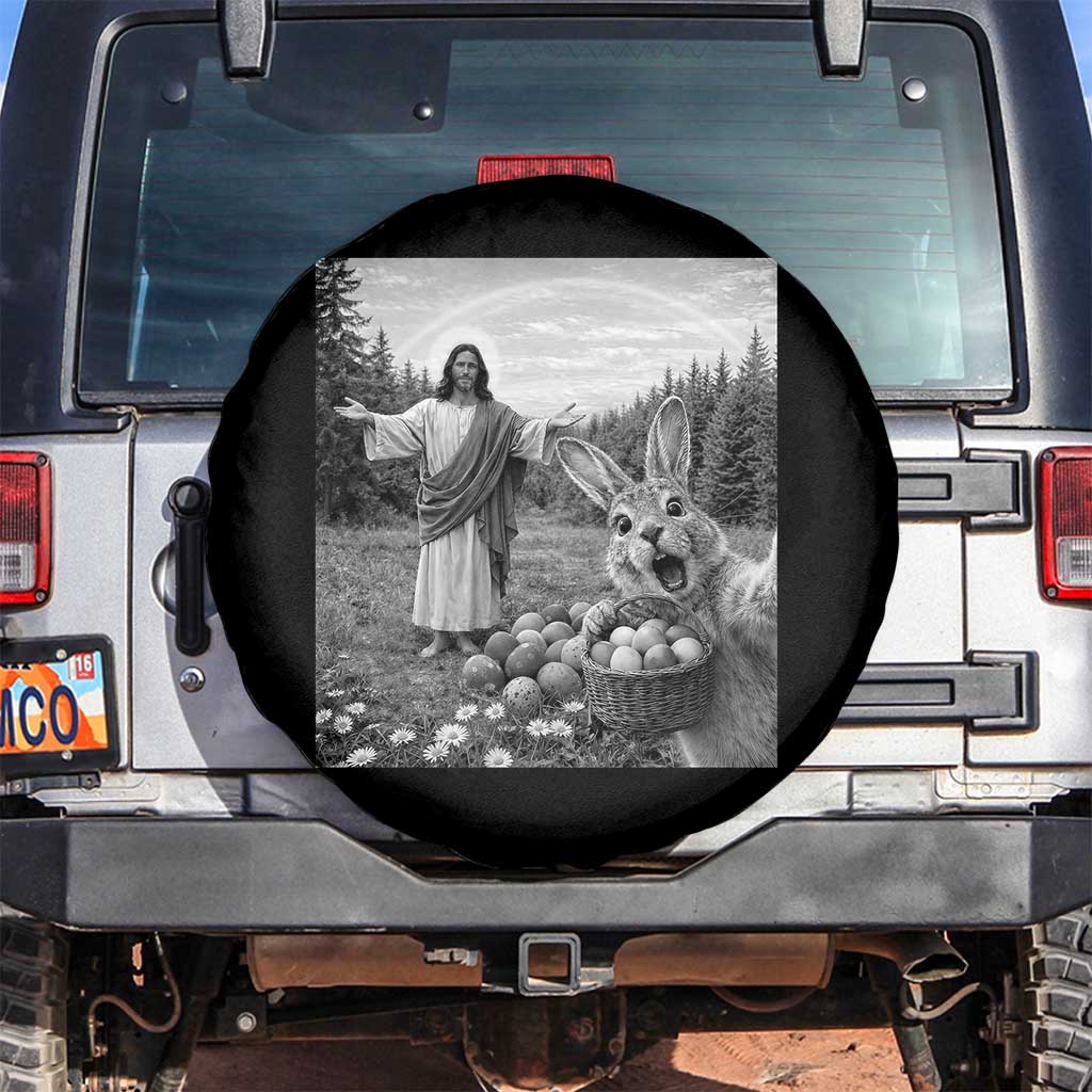 Funny Easter Jesus Spare Tire Cover Christian Jesus Bunny Selfie Religious