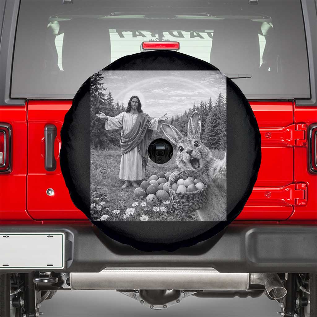 Funny Easter Jesus Spare Tire Cover Christian Jesus Bunny Selfie Religious